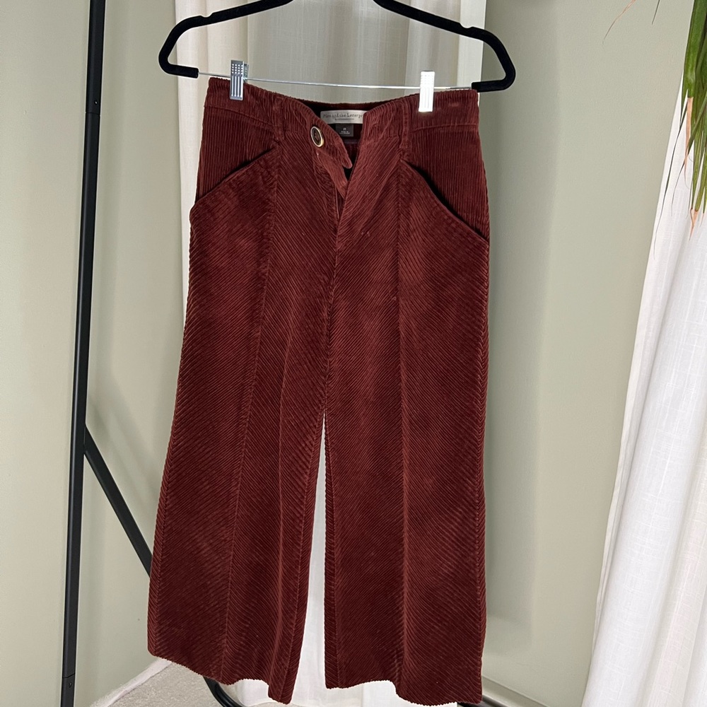 Anthropologie Wide Leg Corduroy Pants in Rich Burgundy